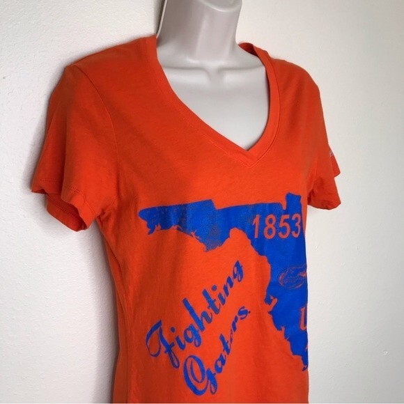 Soffe Fighting Gators UF Orange Blue V Neck Short Sleeve T Shirt Women Large - Picture 2 of 12